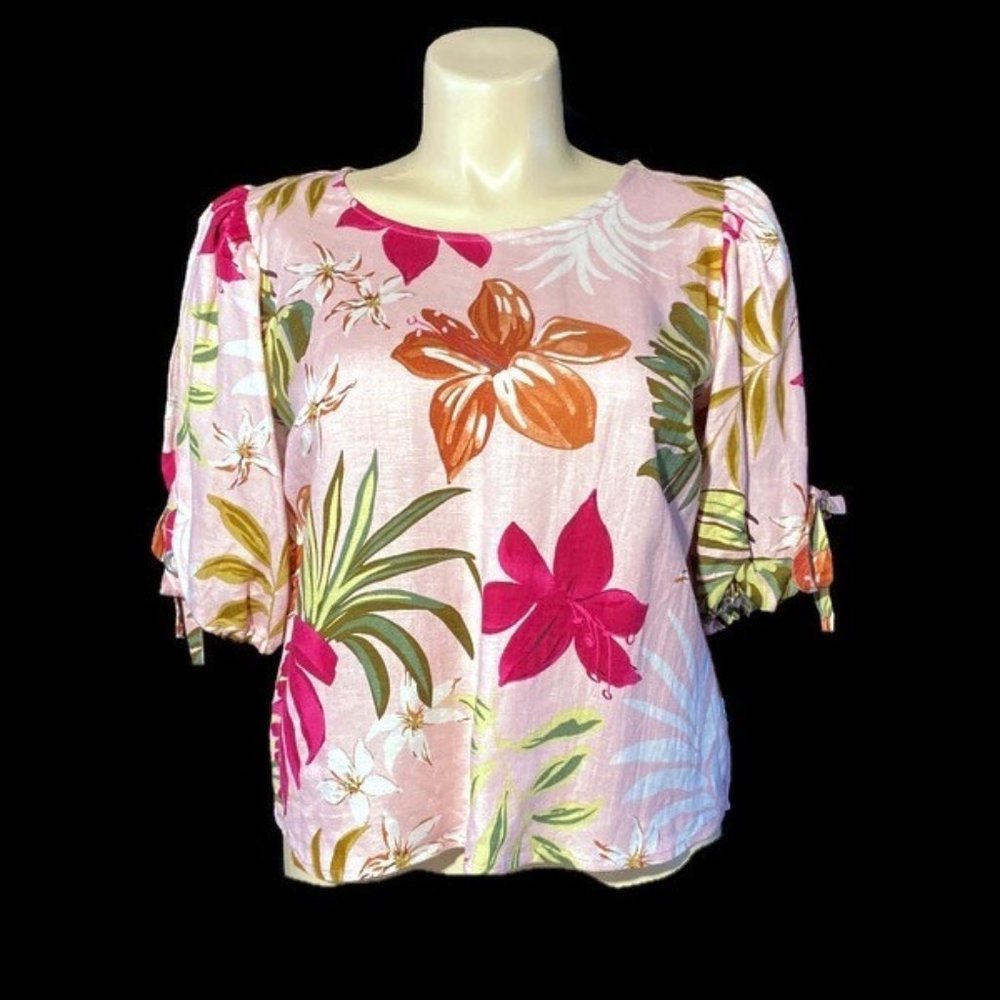Grace elements L Tunic Top Multicolor Silver‎ Grommets Short Sleeve No stretch